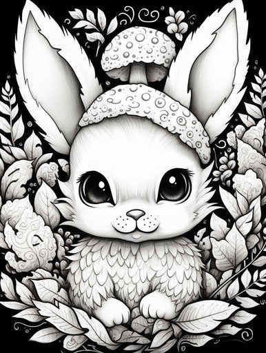 Easter bunny coloring page, kawaiipunk style
