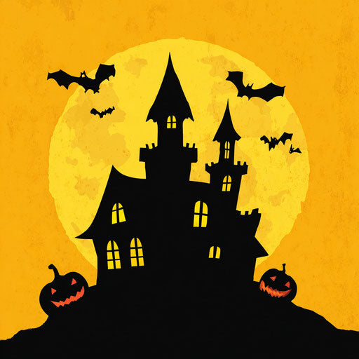 Haunted castle under the full moon