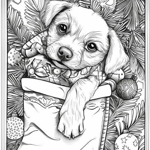 Puppy in a holiday stocking