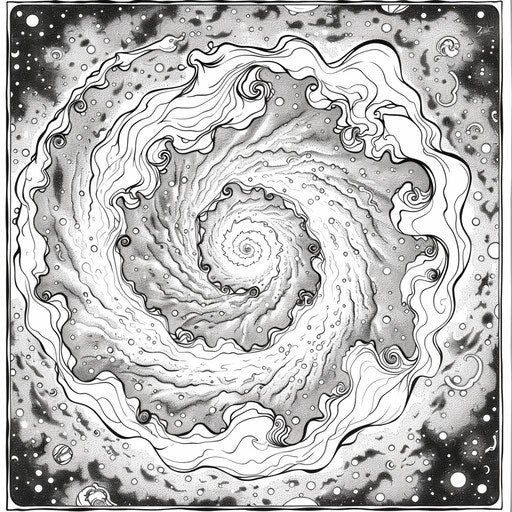 Detailed illustration of the Milky Way galaxy. Coloring book page