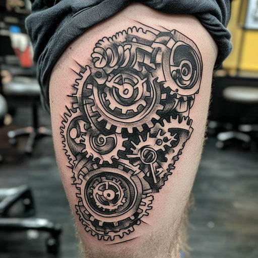 Dark tattoos with steampunk gears