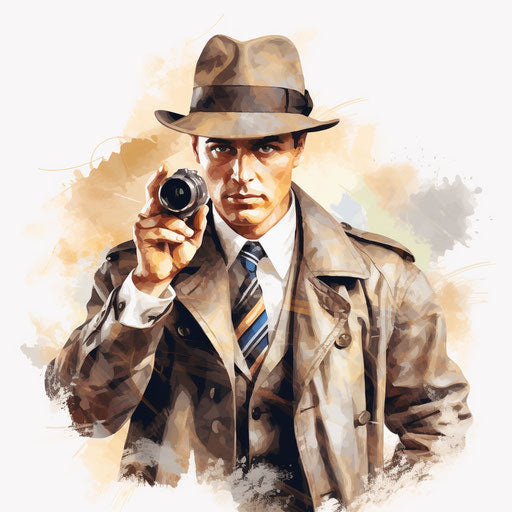Detective clipart in the style of Oil painting