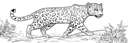 Page 3:1 of a very simple snow leopard coloring book