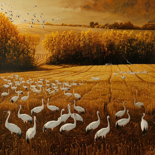 Peaceful crane habitat during autumn migration