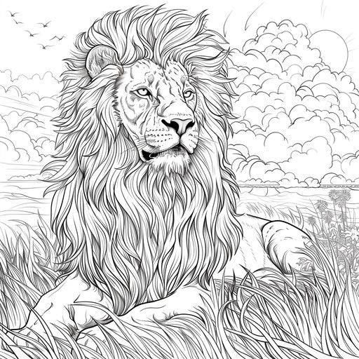 Majestic lion in the savannah