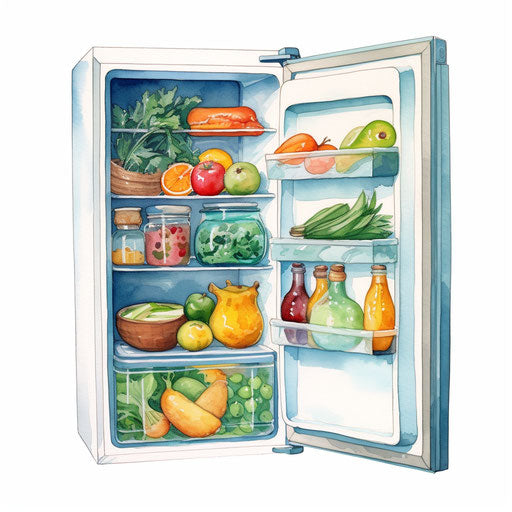Fridge art in Watercolor Art style, on white background