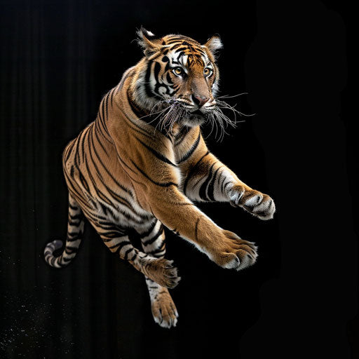 Tiger leaping, power and agility captured