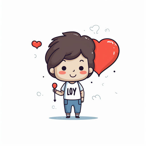 Minimalist I Love You Clipart on White Background