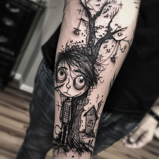 Depression tattoo with whimsical themes