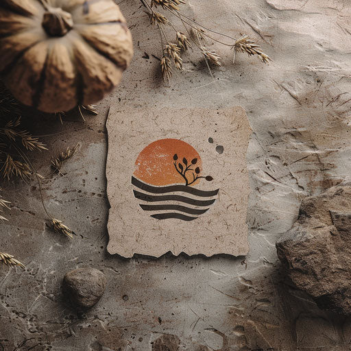 Handcrafted restaurant logo with earthy tones and a natural texture background