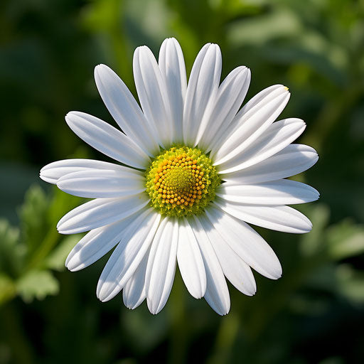 Graceful balance on green foliage background and white daisy