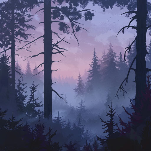 Misty forest at dawn