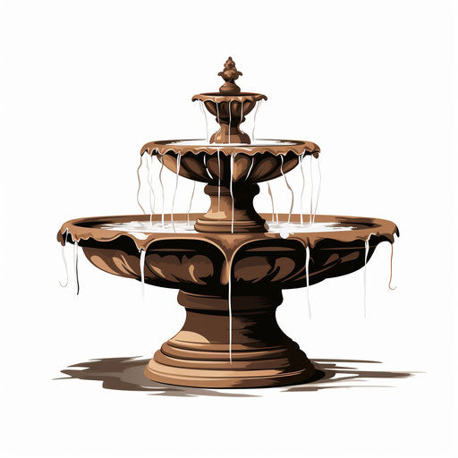 Fountain clipart in the style of Chiaroscuro Art, on a white background