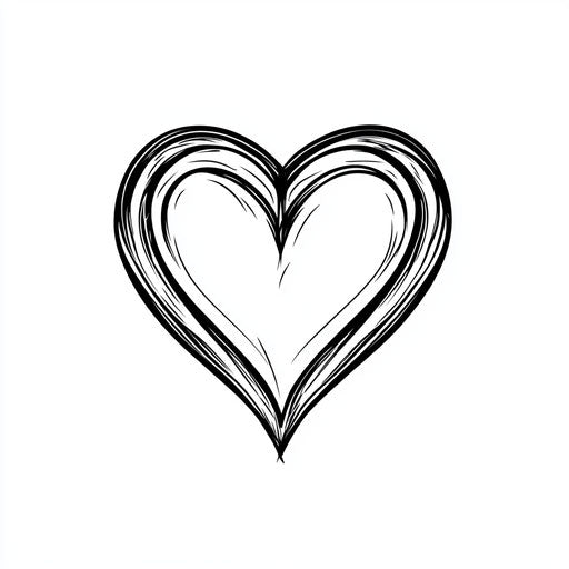 Minimalist white tattoo of a hollow heart in clipart style