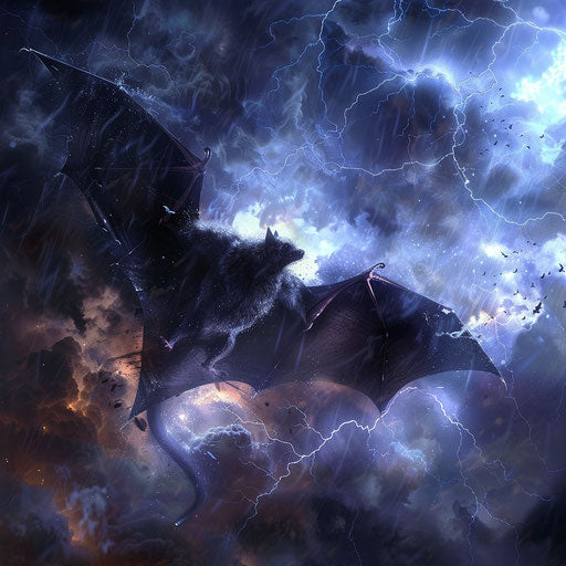 Bat conducting thunderstorms on a stormy night