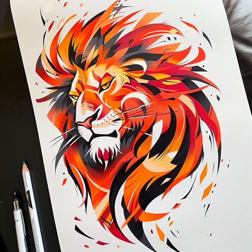 Sketch of Fire and Flames Lion of Judah