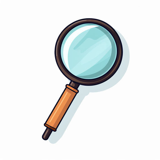 Minimalist magnifying glass on white background