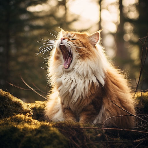 Norwegian forest cat meowing
