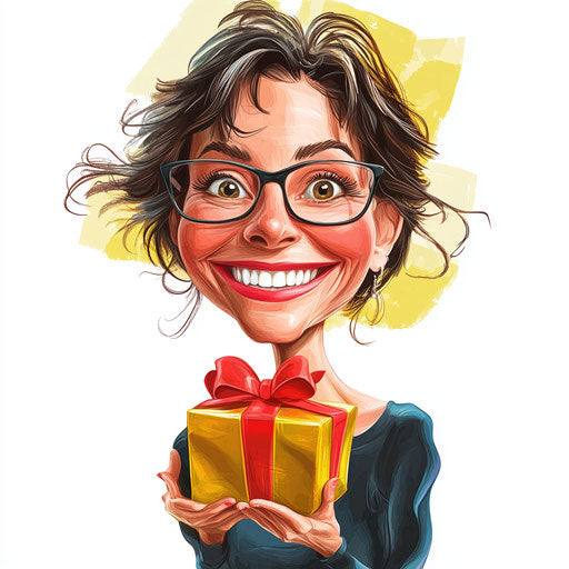 Vibrant Present Caricature Clipart for Art Education