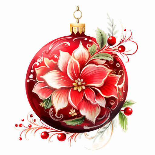 Christmas ornament clipart in the style of Oil painting, on a white background