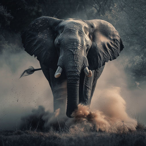 Powerful elephant charging