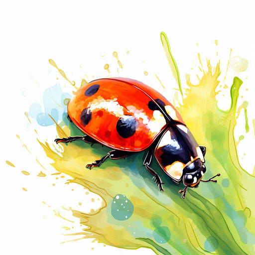 Ladybird illustration in the style of Impressionistic Art