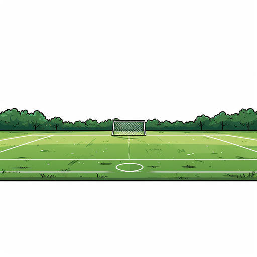 Minimalist soccer field clipart, on white background