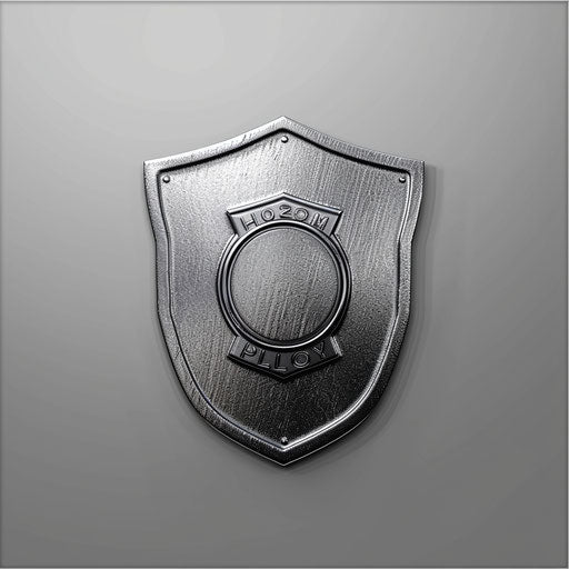 Realistic police badge on flat metallic silver background