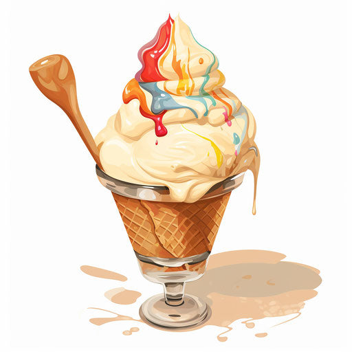 Ice cream painting style on white background