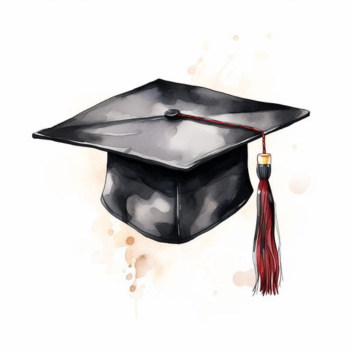 Graduation hat clipart in the style of Chiaroscuro Art, on white background