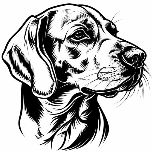 Flat tattoo sketch for regal Beagle dog outline
