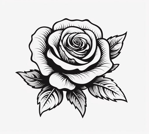 Black and white rose clean and sharp inking