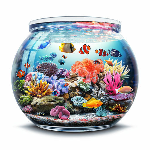 Photo realistic aquarium clipart on flat white background