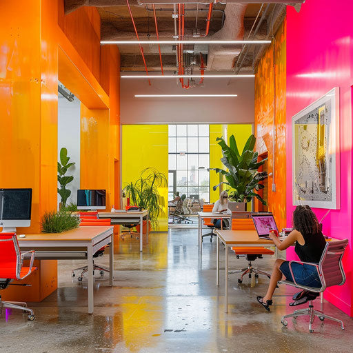 Vibrant creative agency with open spaces and energetic atmosphere