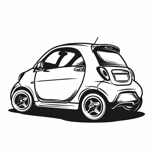 Minimalist tattoo sketch of compact city car