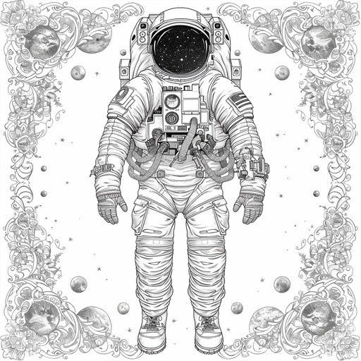 Astronaut with intricate designs, Raqib Shaw style