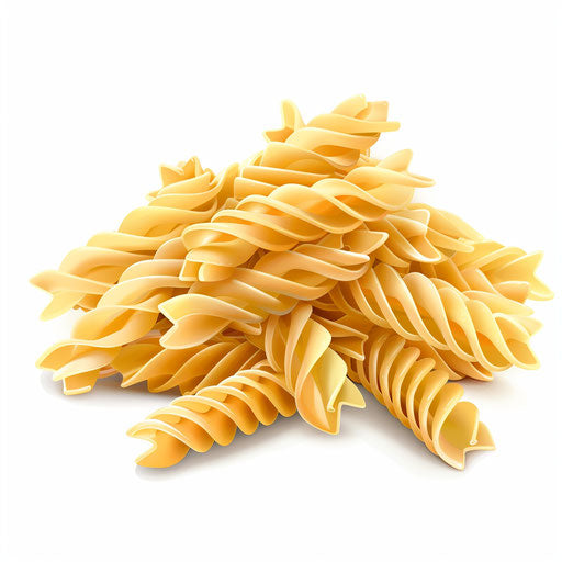 Hyper-realistic pasta clipart on flat white background