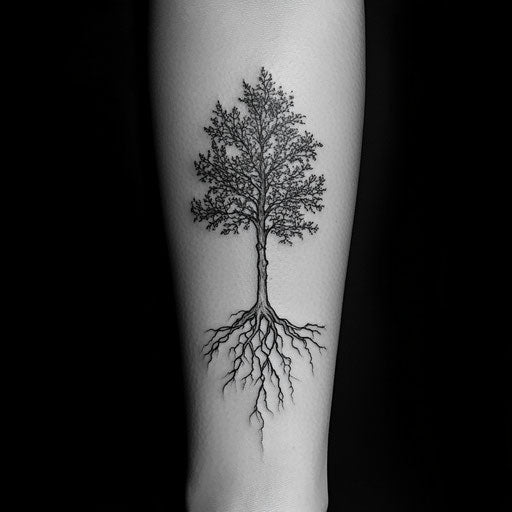 Tattoo sketch for small forearm: black tree