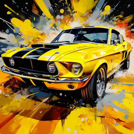 Bright yellow classic Ford Mustang GT Shelby