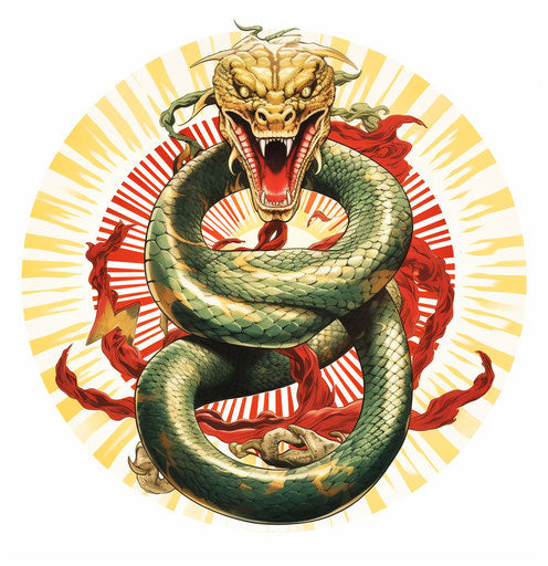 The cobra with sunburst on white background