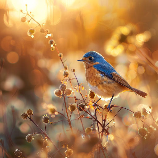 Bluebird with soft lighting in natural habitat