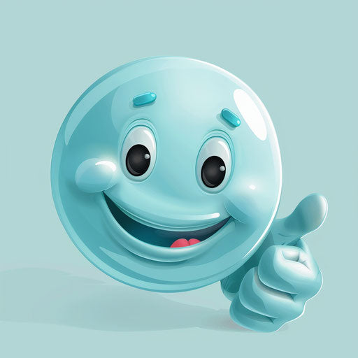 Blue emoji's grinning emotion with thumbs up