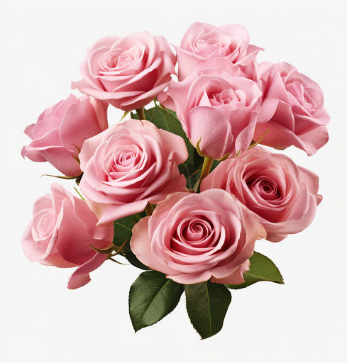 Pink roses clip art with transparent background, realistic and iconic style 21:22