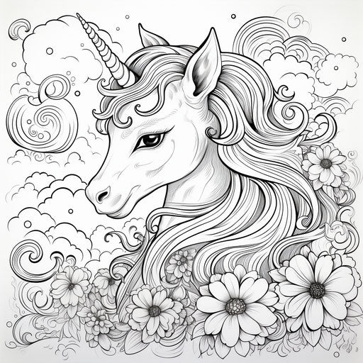 The unicorn coloring pages, cute and dreamy