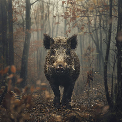 Wild boar standing majestically in a forest clearing