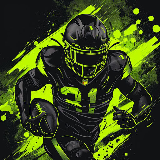 Football logo design in black and neon green with a bold background