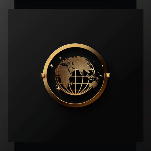 Stylish digital marketing logo with a stylized globe on black background