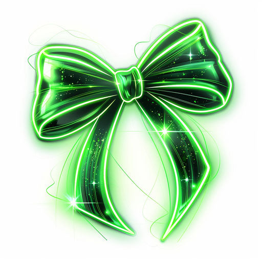 Futuristic clipart tattoo sketch of a neon green bow
