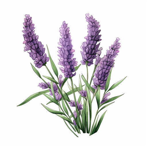 Lavender clipart in the style of Chiaroscuro Art on white background