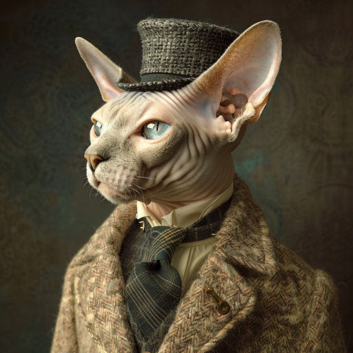 Cornish rex cat dressed as a man